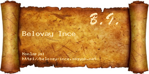 Belovay Ince névjegykártya